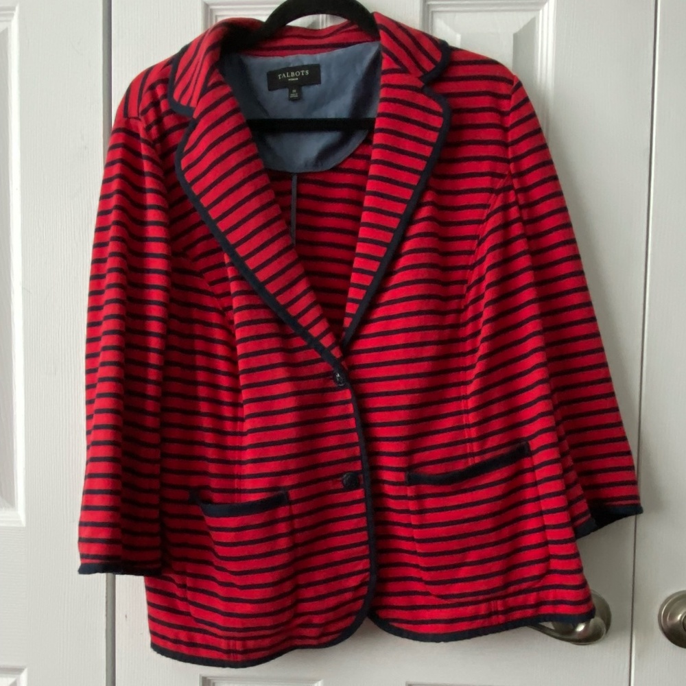 LAST CALL DISCOUNT - Talbots’ Red /Blue Striped Jacket size 1x worn a few times